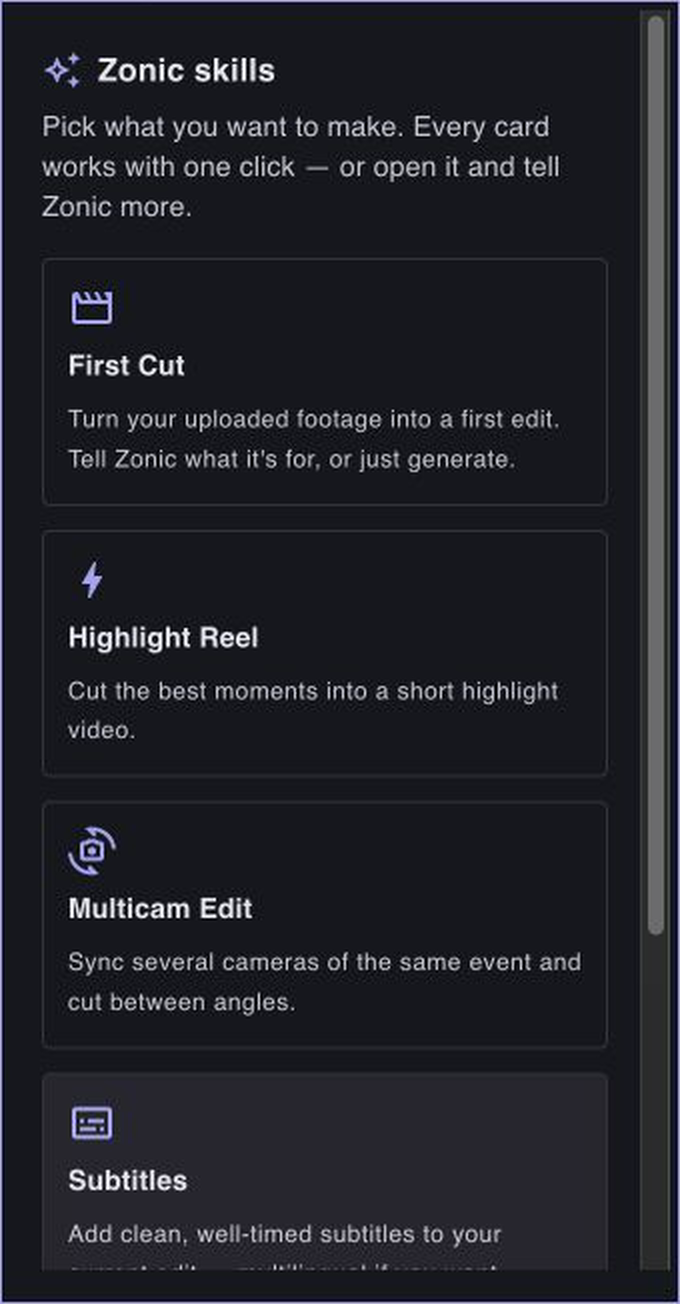 Zonic Skill Studio showing built-in workflows and the Teach Zonic action